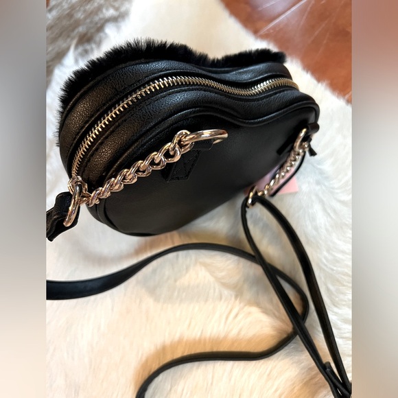 Juicy Couture Los Angeles NWT Black Liquorice Faux Fur Rhinestone Crossbody - Picture 4 of 9